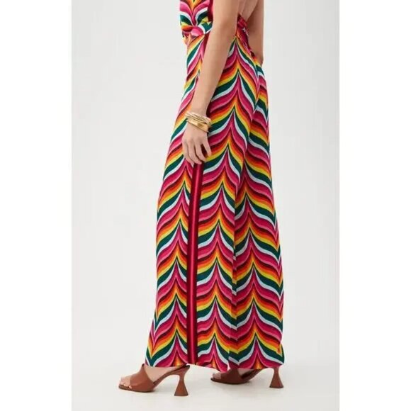 Trina Turk Spring Street Colorful Patterned High Rise Wide Leg Pants 4 - Picture 3 of 9